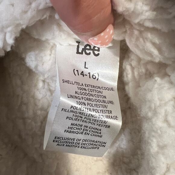 LEE Boys' Hooded Sherpa Lined Canvas Vest Size L In Wheat - Picture 7 of 8